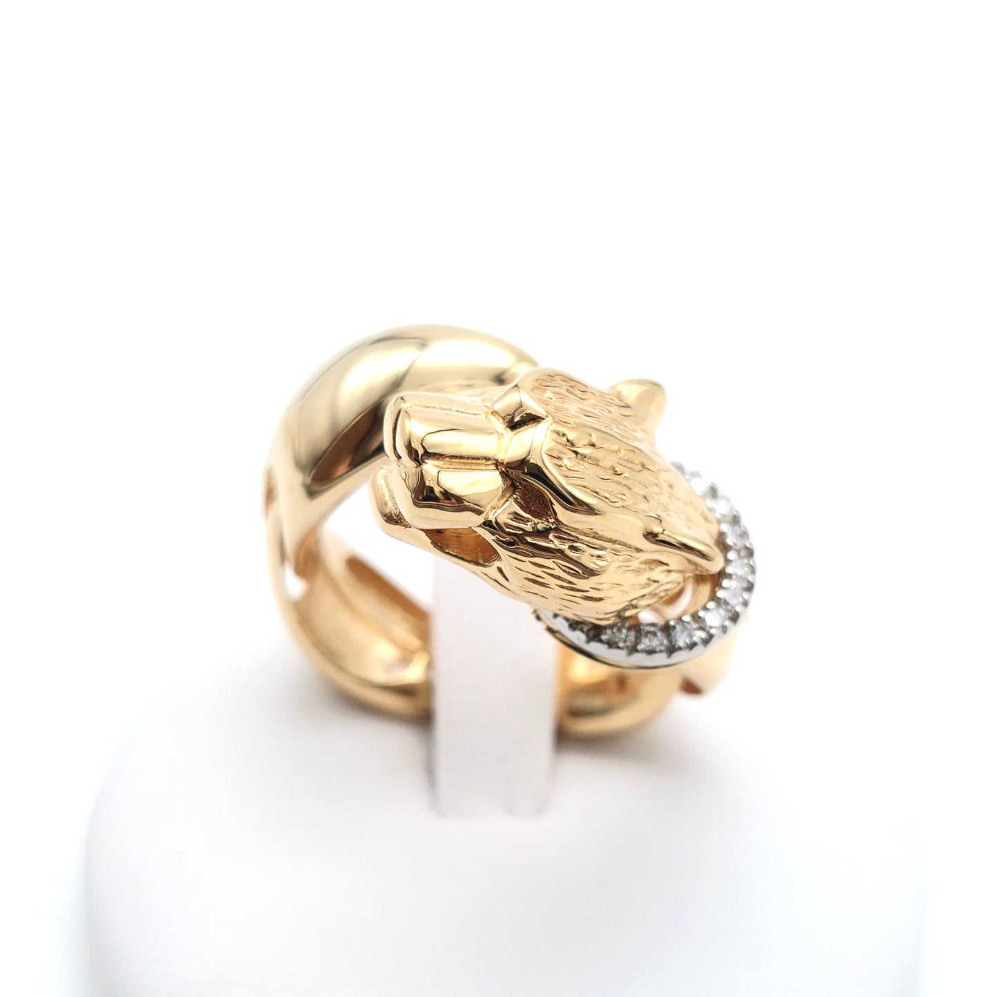 Anello da Donna, Collezione Pantera, con zirconi bianchi, in Oro Giallo e Oro Bianco 18 KT. AN-ORO063.