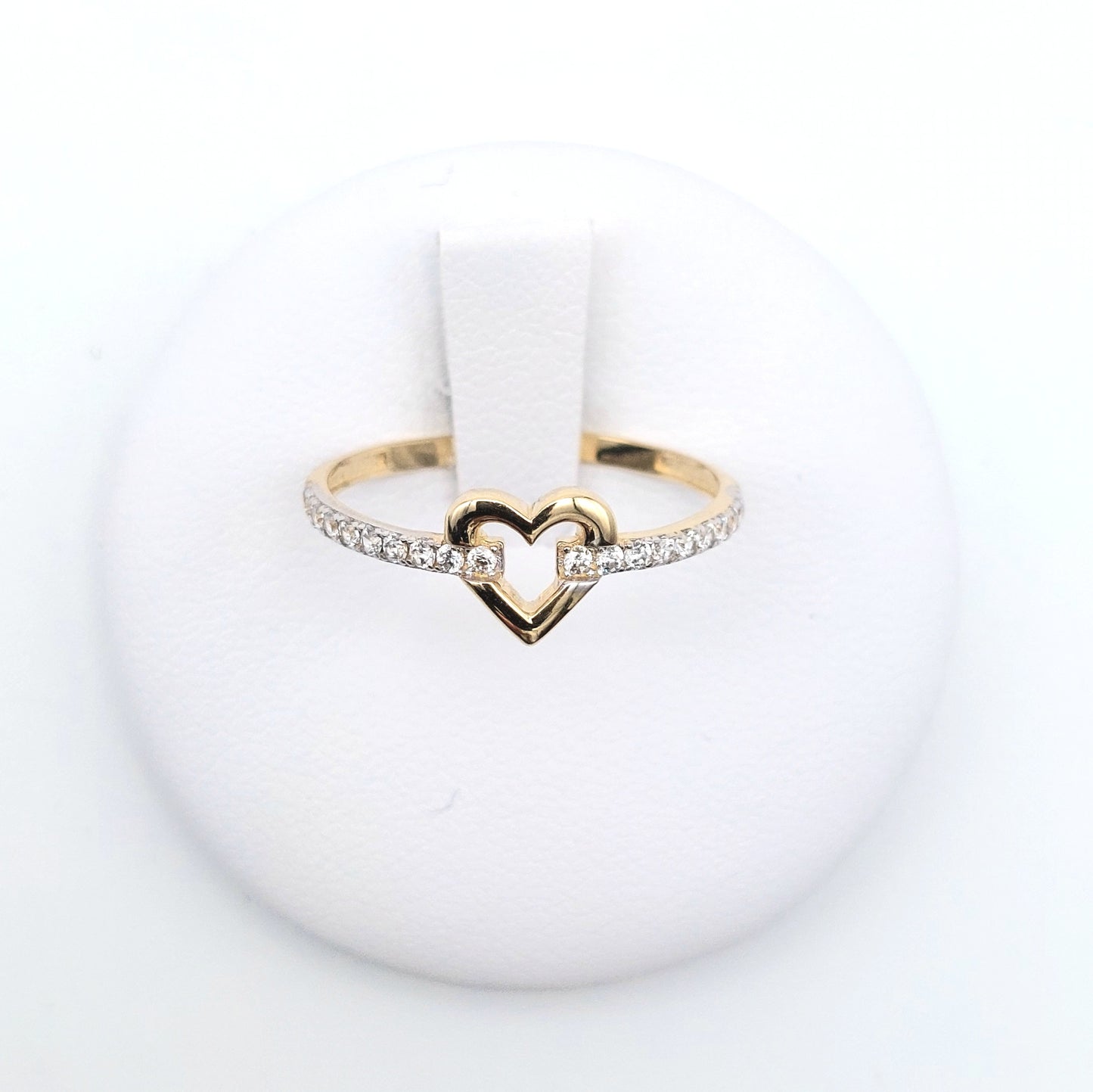 Anello da donna con elemento centrale lucido e fascia zirconata, in Oro Giallo e Oro Bianco 18 KT. AN-ORO067.