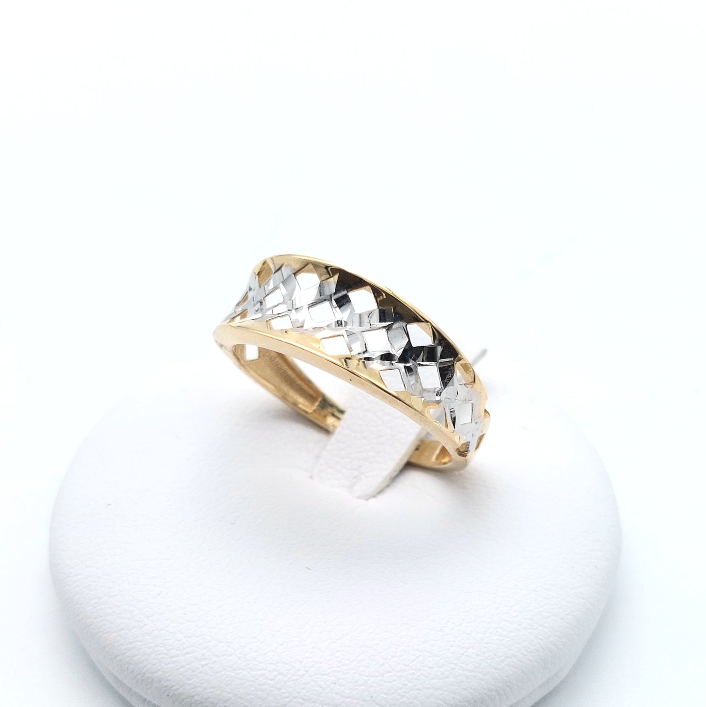 Anello da donna a fascia in oro giallo e bianco 18 KT. AN-ORO071.