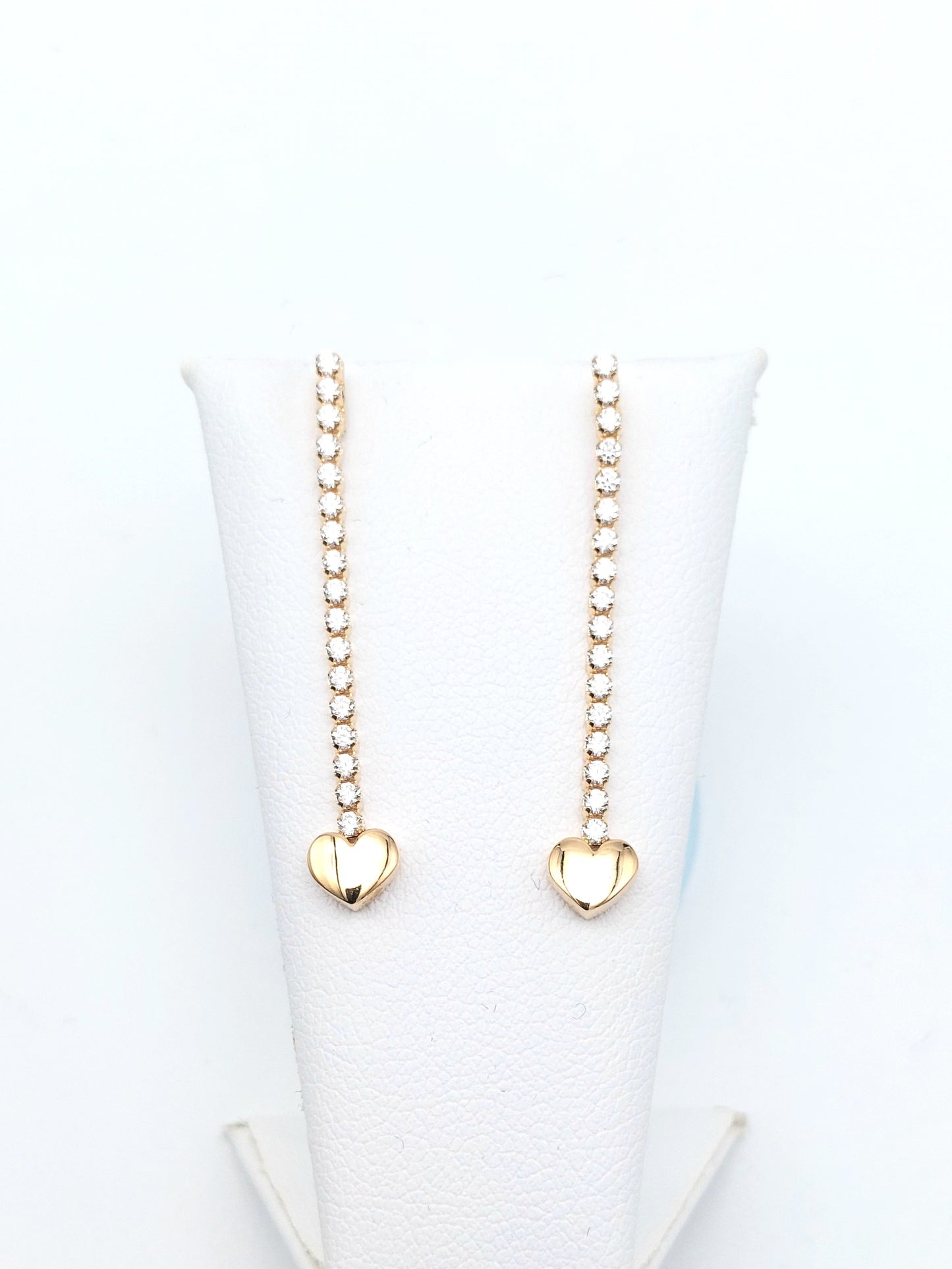 Orecchini pendenti in oro giallo 18 KT con zirconi. OR-ORO011.