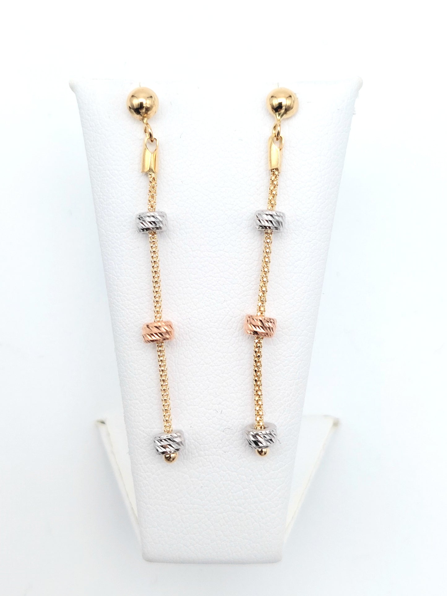 Orecchini pendenti in oro giallo e bianco 18 KT. OR-ORO012.