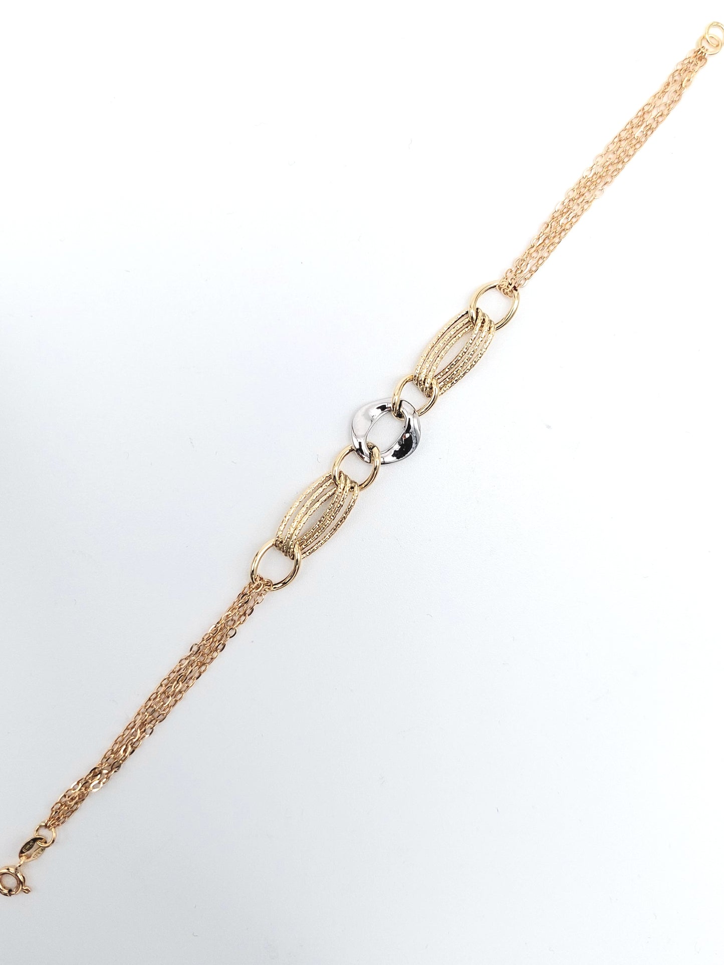 Bracciale Donna a catena in oro giallo e oro bianco 18 KT. BR-D-ORO038.
