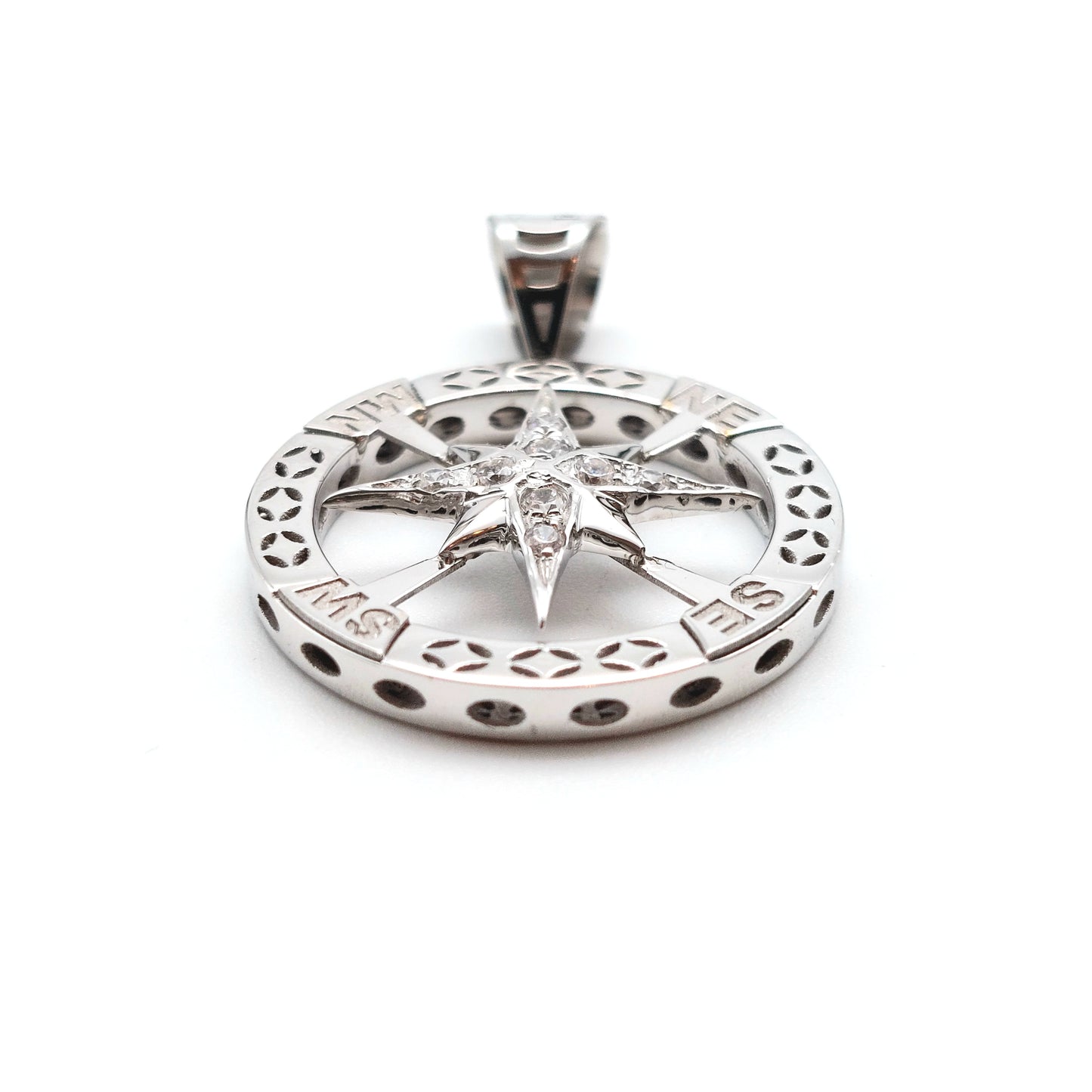 Medaglia da uomo rosa dei venti in oro bianco 18 KT. MED-ORO016.