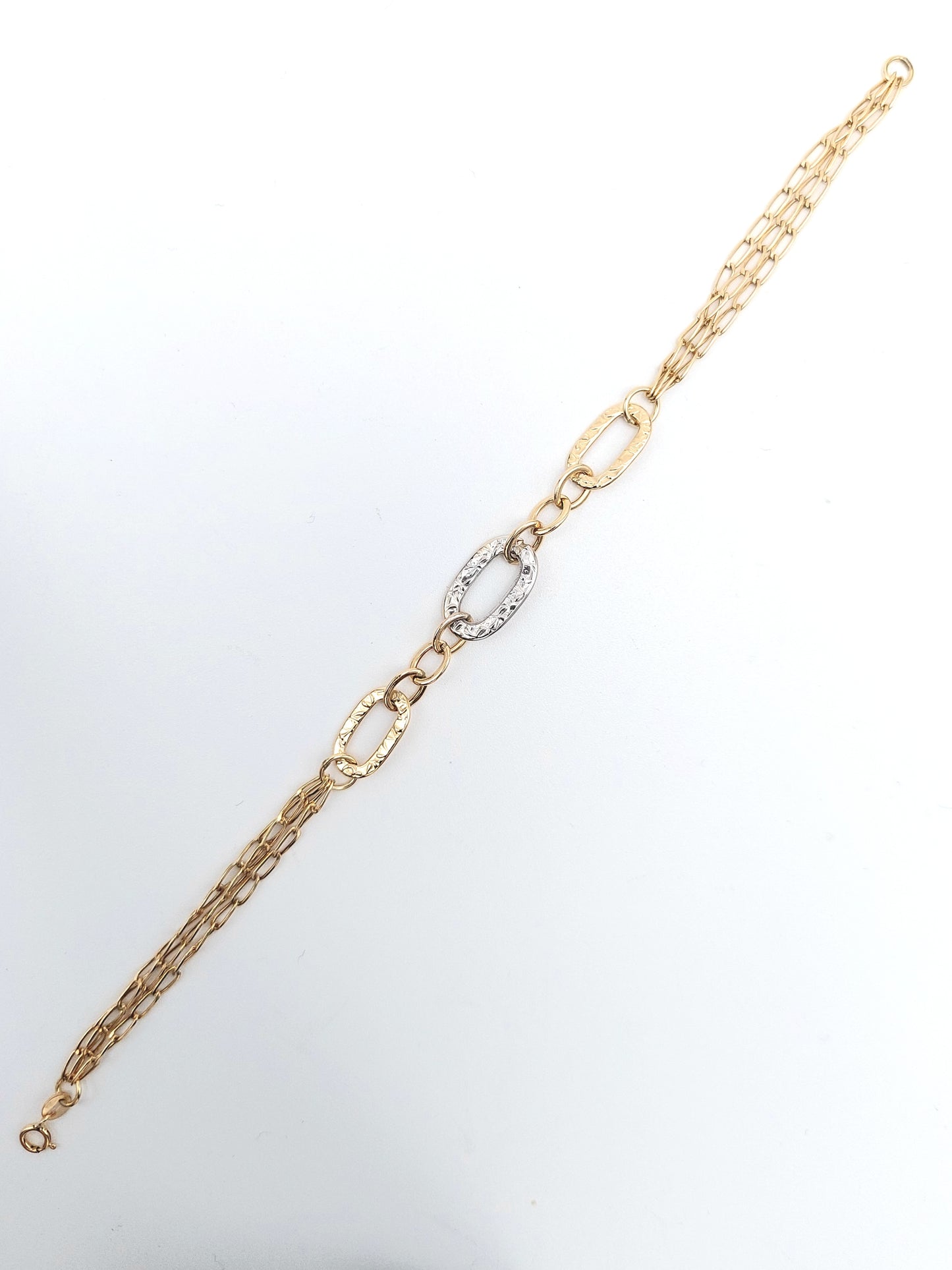 Bracciale a catena da donna in oro giallo e bianco 18 KT. BR-D-ORO050.