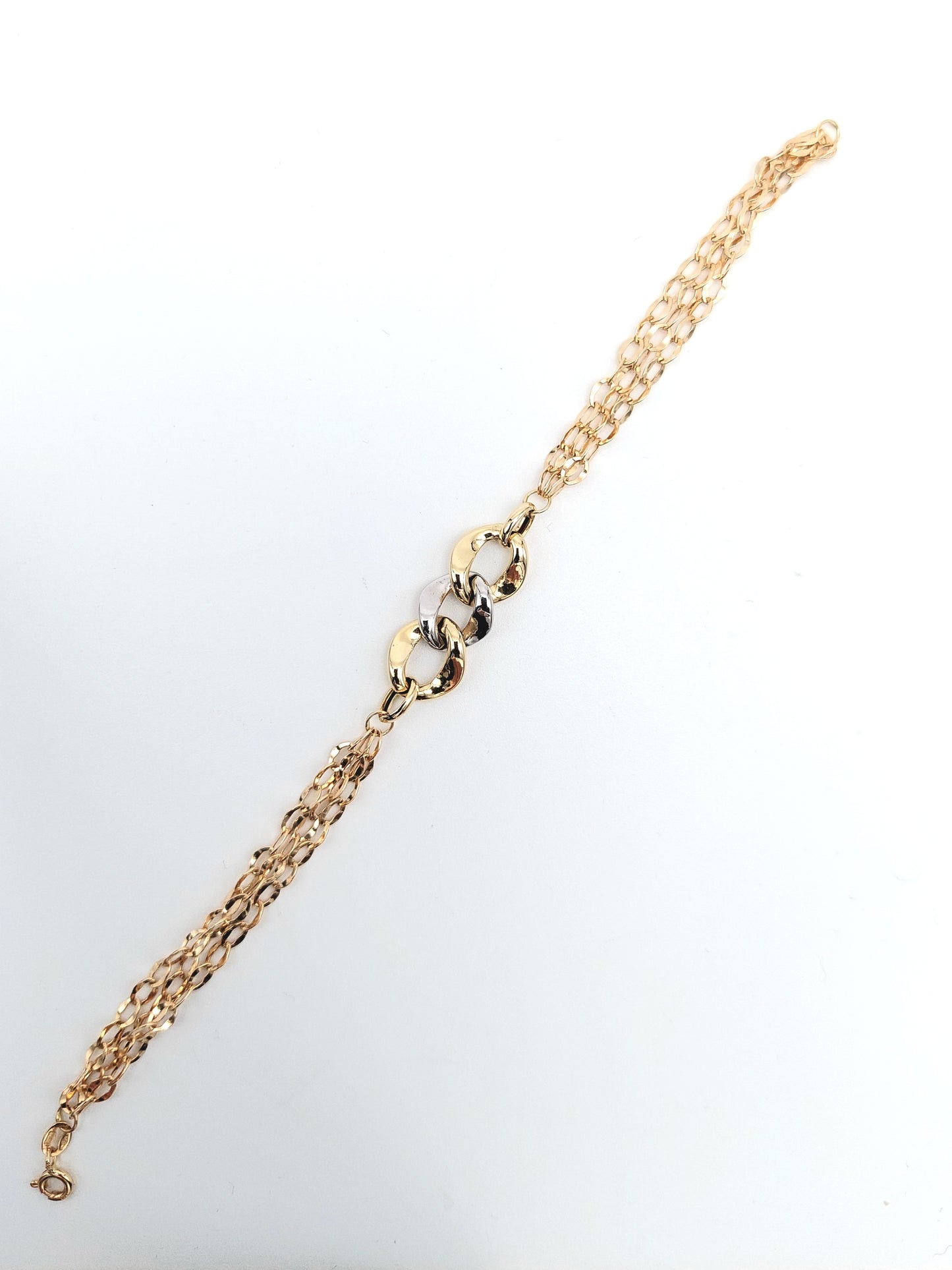 Bracciale a catena da donna in oro giallo e bianco 18 KT. BR-D-ORO047.