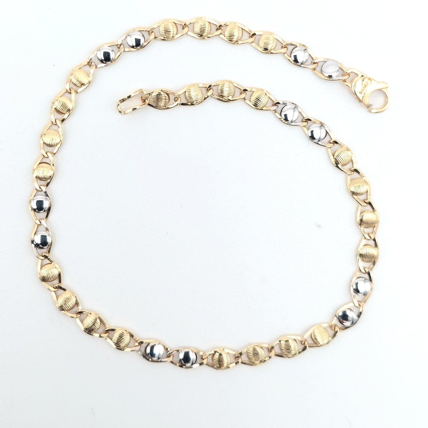 Bracciale da Uomo a Catena Piatta in Oro Giallo e Oro Bianco 18 KT. BR-U-ORO012.