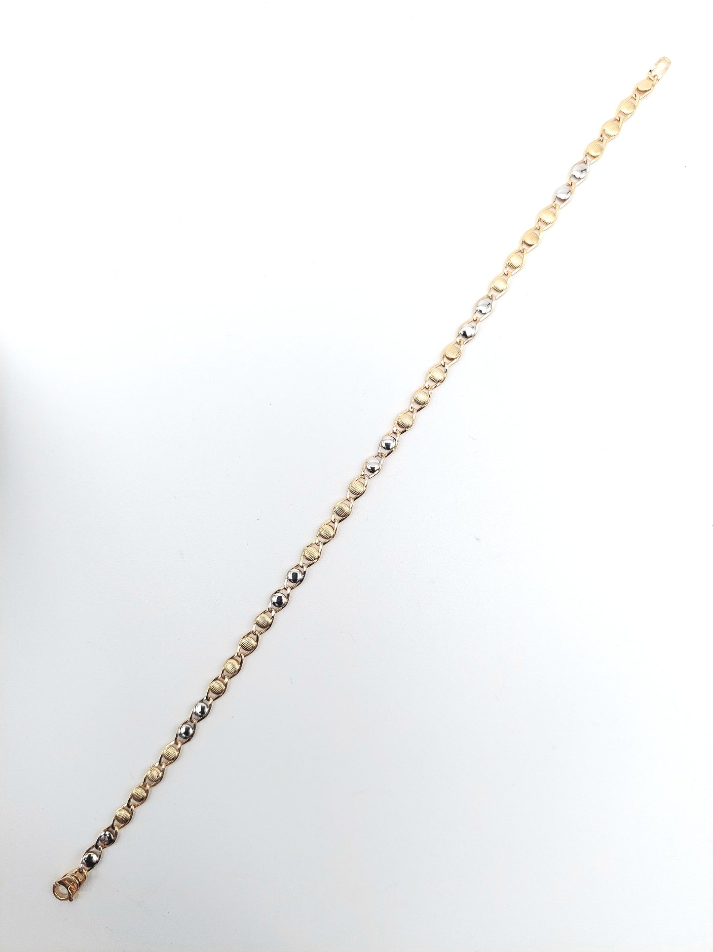 Bracciale da Uomo a Catena Piatta in Oro Giallo e Oro Bianco 18 KT. BR-U-ORO012.