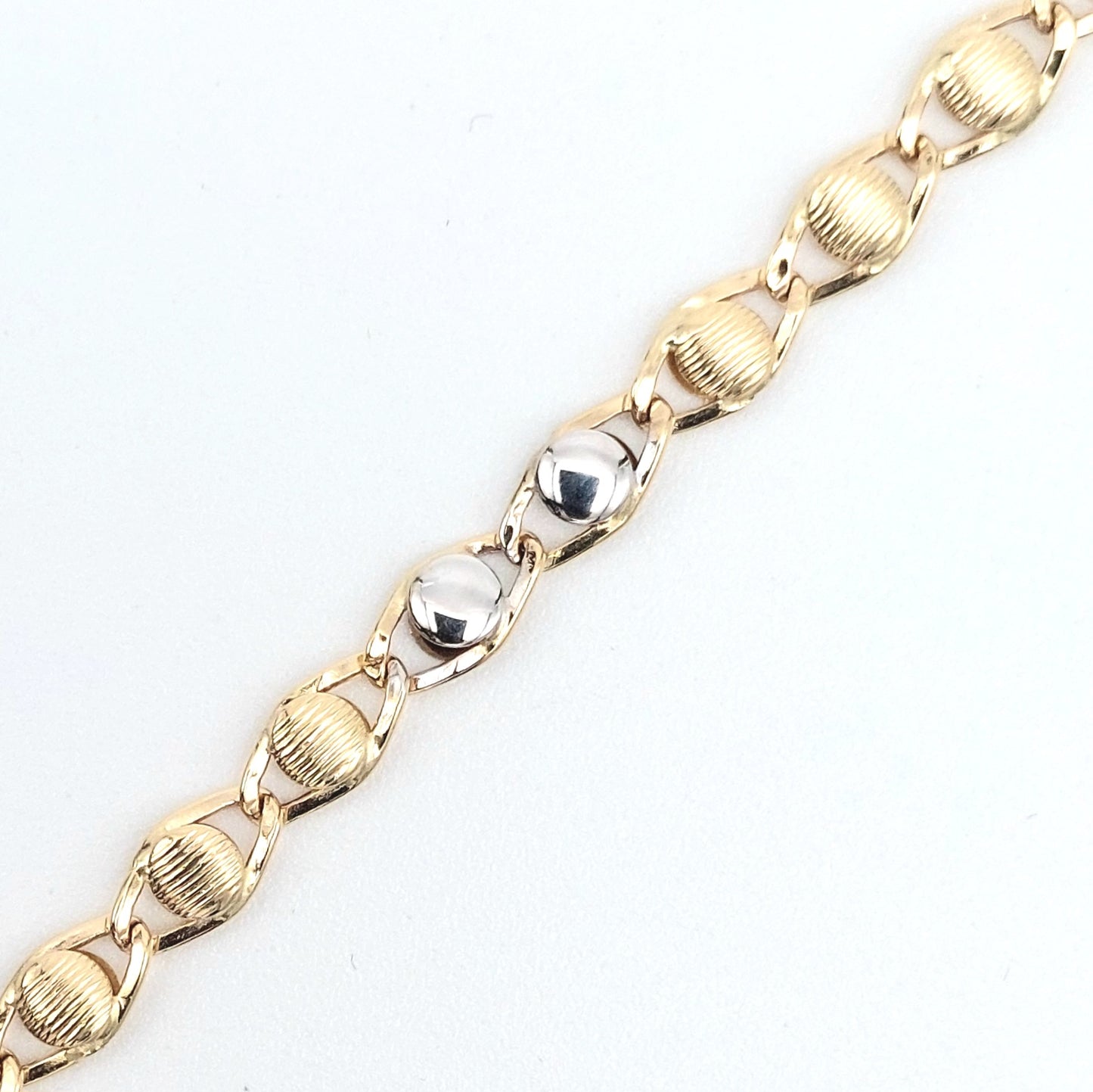 Bracciale da Uomo a Catena Piatta in Oro Giallo e Oro Bianco 18 KT. BR-U-ORO012.