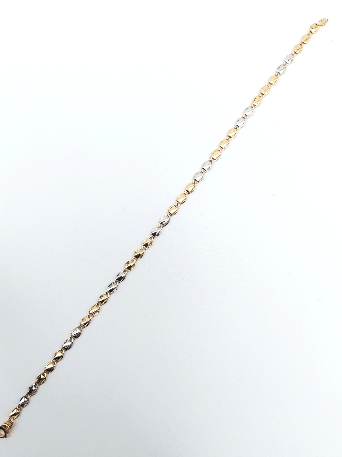 Bracciale da Uomo a Catena Piatta in Oro Giallo e Oro Bianco 18 KT. BR-U-ORO014.