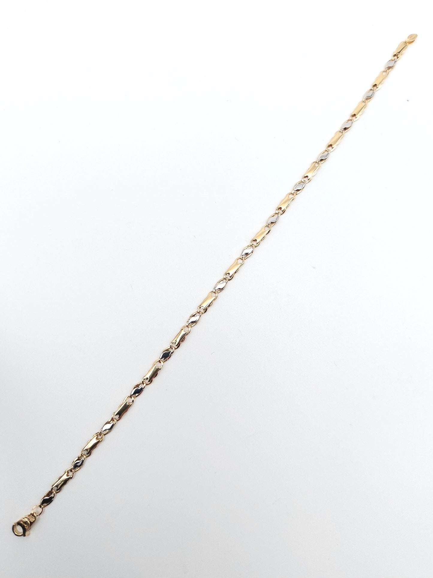 Bracciale da Uomo a Catena Piatta in Oro Giallo e Oro Bianco 18 KT. BR-U-ORO013.