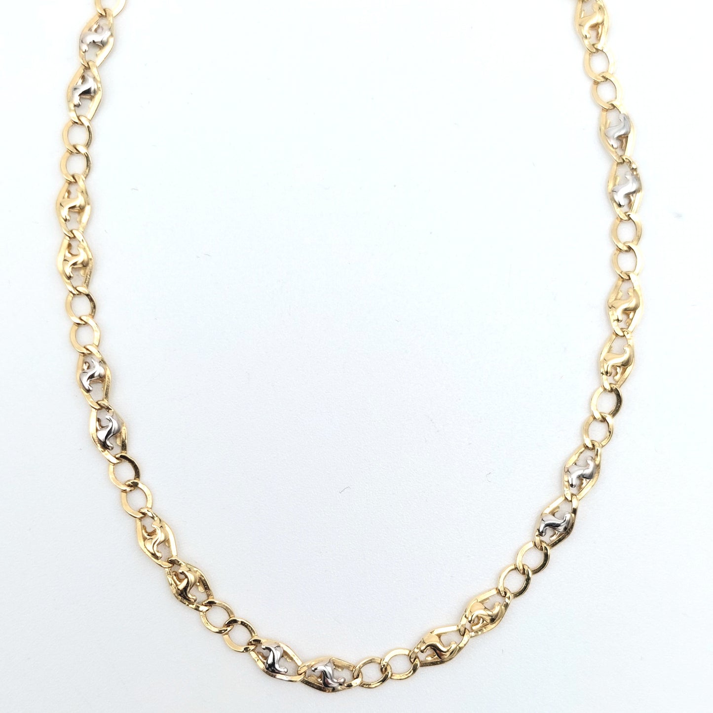 Collana a catena da uomo in oro giallo e bianco 18 KT. COL-U-ORO010.