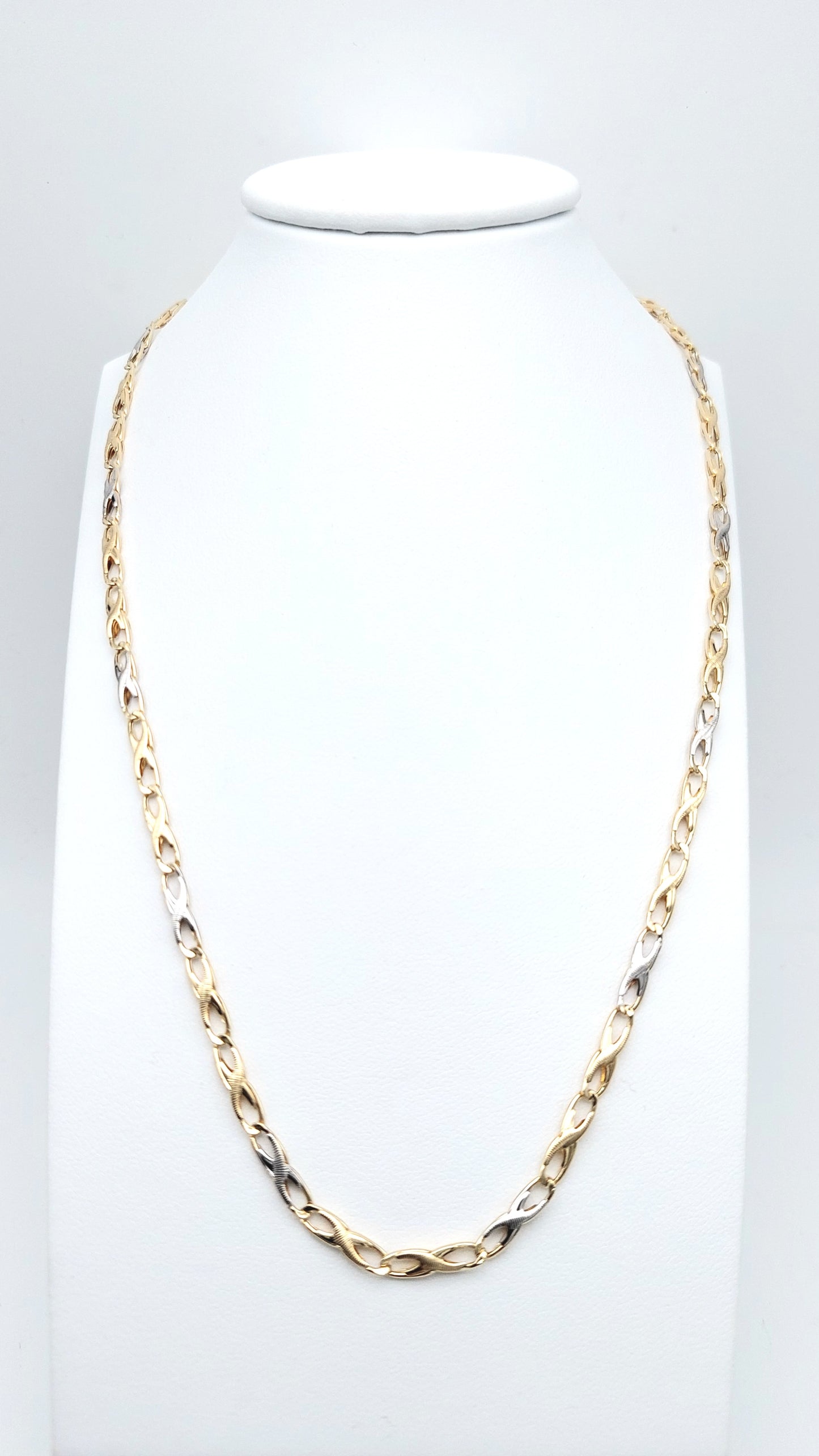 Collana a catena da uomo in oro giallo e bianco 18 KT . COL-U-ORO007.