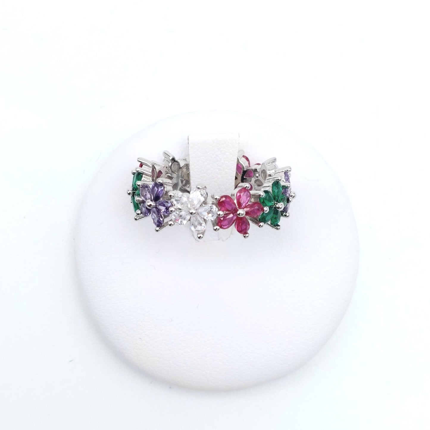Anello argento 925% con fiori a colori. AN-AG-002.