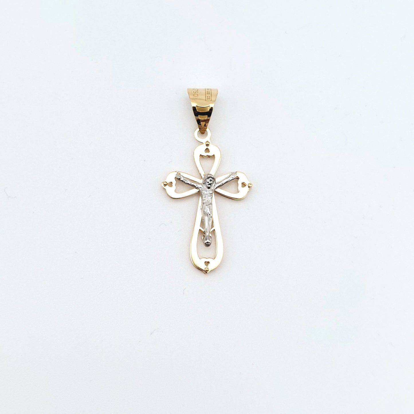 Croce in oro giallo e bianco. CR-ORO007.