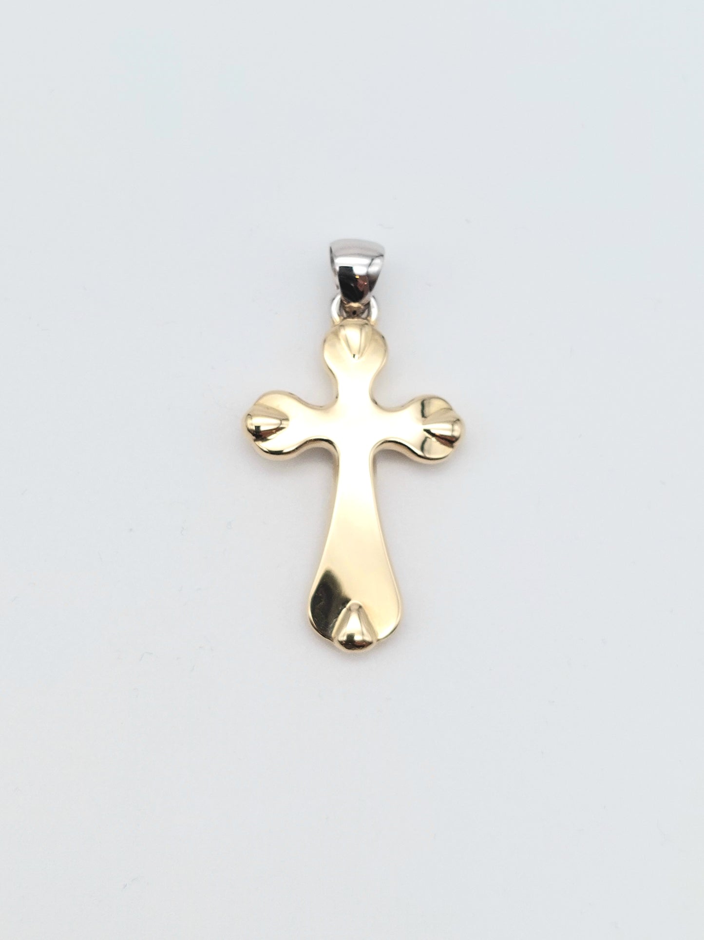 Croce scatolata in oro giallo e bianco 18 kt. CR-ORO008.