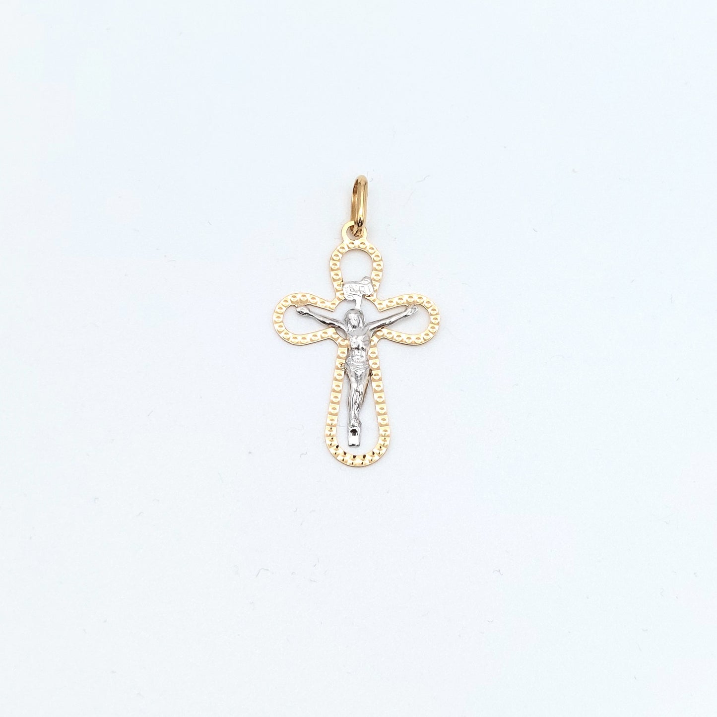 Croce in oro giallo e bianco 18 kt. CR-ORO010.