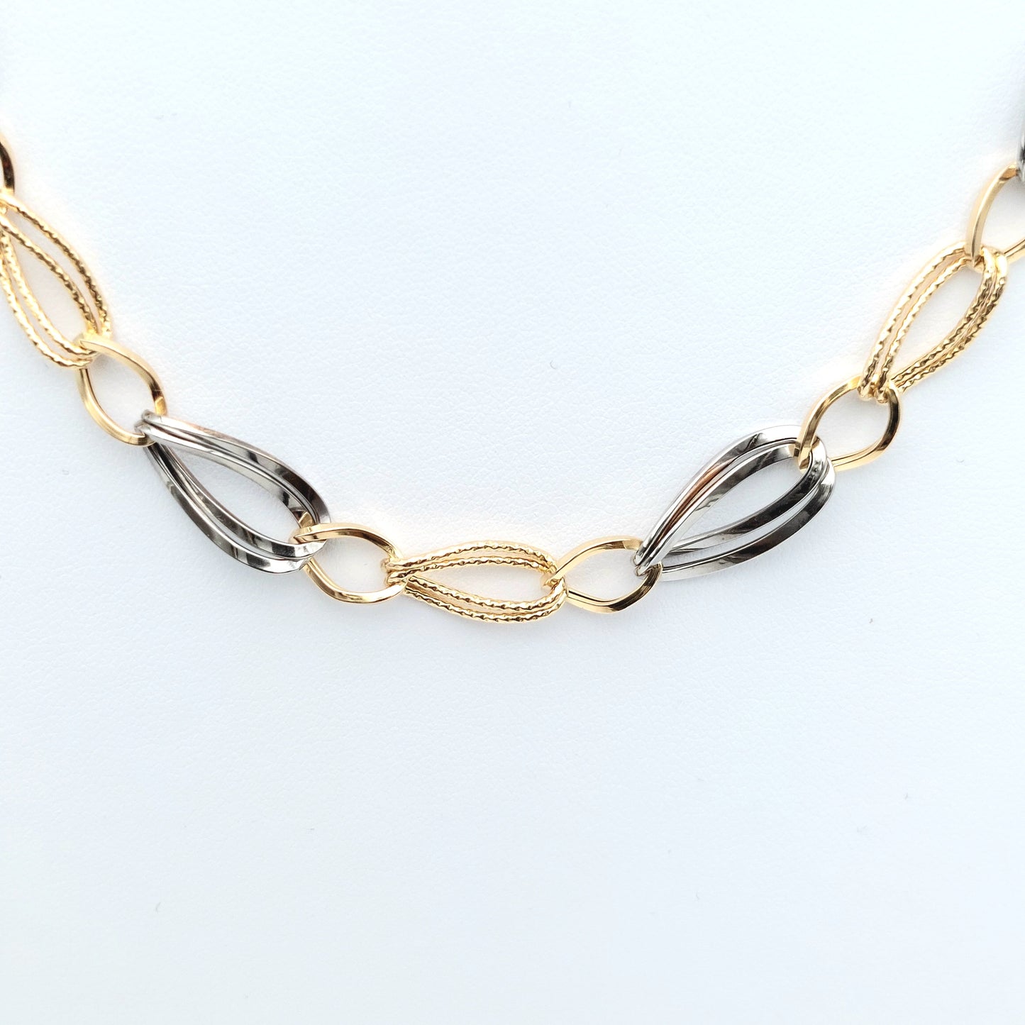 Collana a catena vuota in oro giallo e bianco 18 KT. COL-D-ORO020.