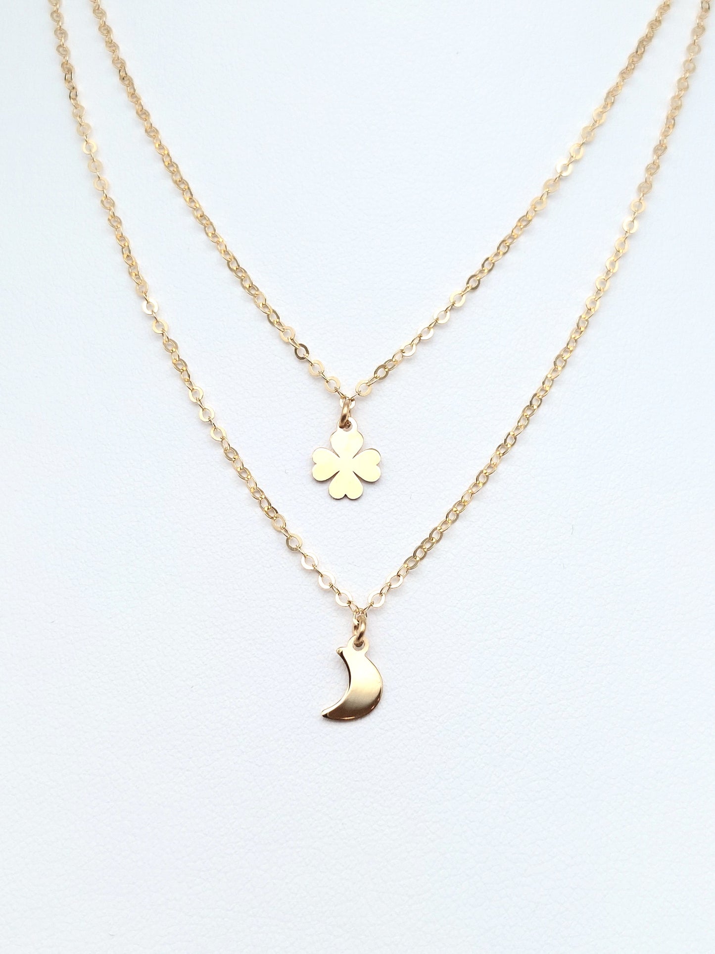 Collana a catena a 2 fili con elementi in oro giallo 18 KT cm 45. COL-D-ORO008.