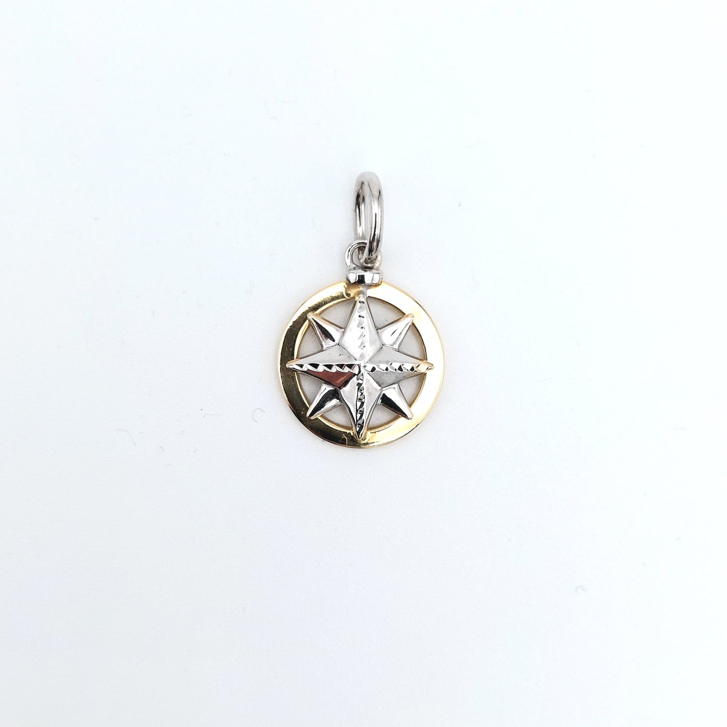 Medaglia rosa dei venti in oro giallo e bianco 18 kt. MED-ORO010.