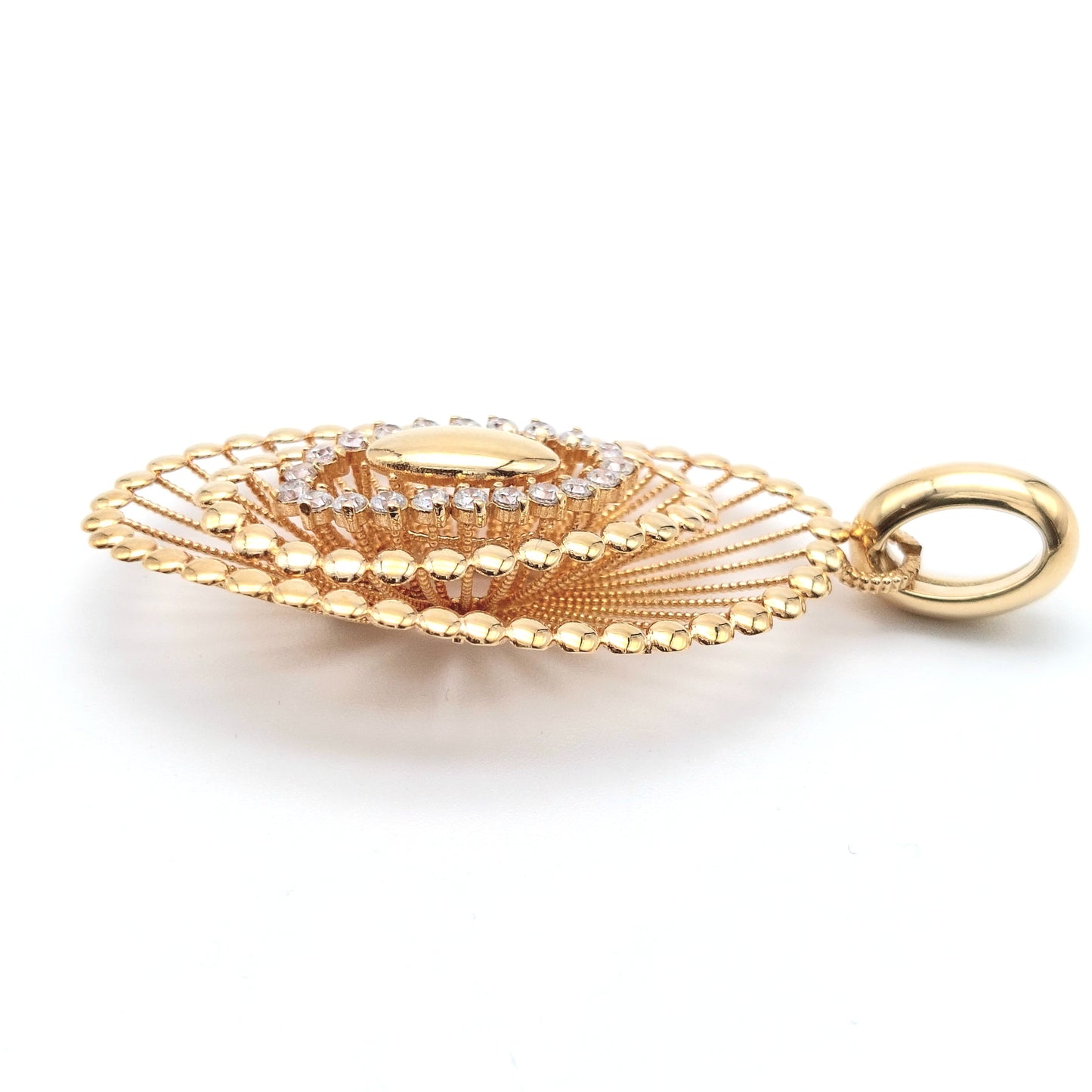 Ciondolo in oro giallo 18 kt con zirconi bianchi. CIO-ORO005.