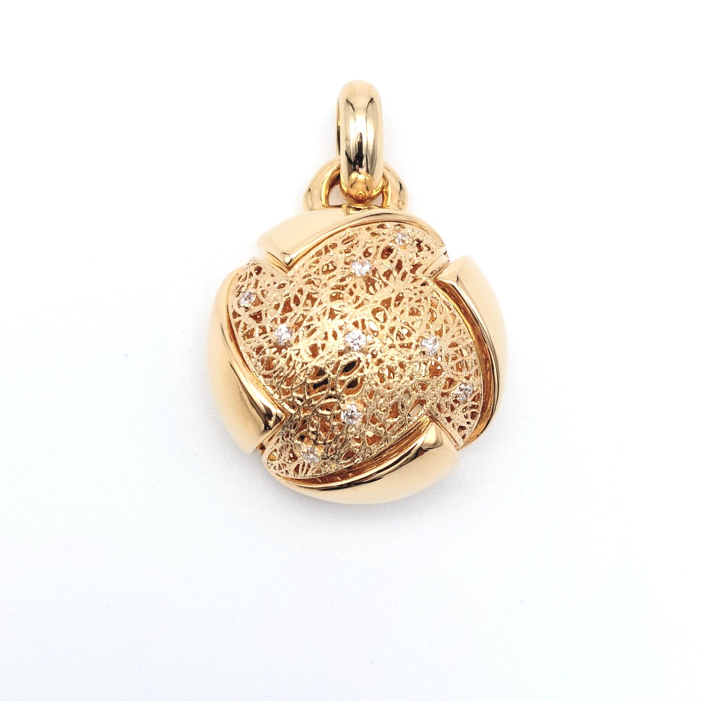 Ciondolo da donna elettroformato in oro giallo18 kt con zirconi. CIO-ORO008.