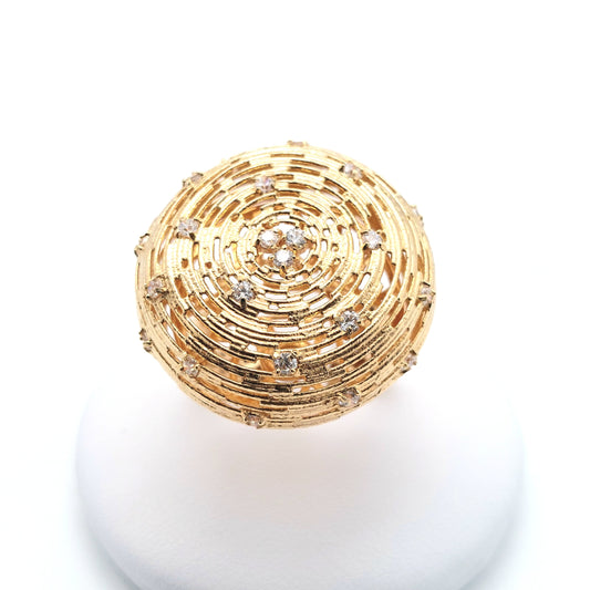 Anello da Donna con zirconi bianchi in Oro Giallo 18 KT. AN-ORO064.
