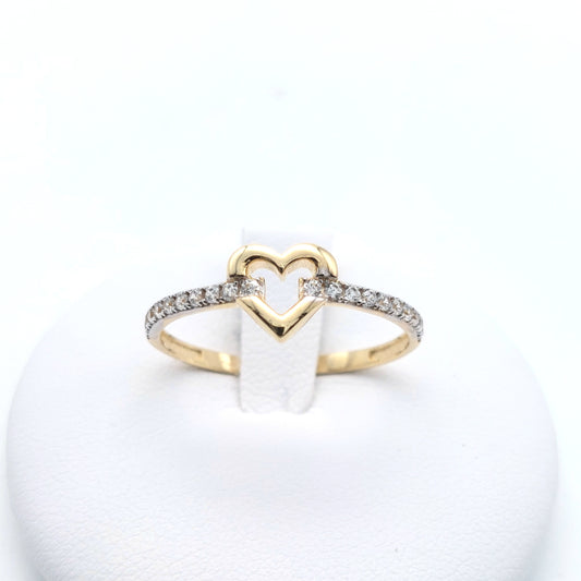 Anello da donna con elemento centrale lucido e fascia zirconata, in Oro Giallo e Oro Bianco 18 KT. AN-ORO067.