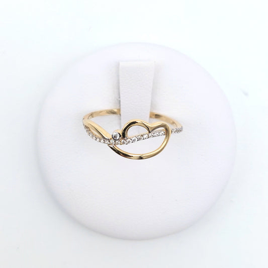 Anello cuore da Donna in Oro 18 KT con zirconi bianchi. AN-ORO069.