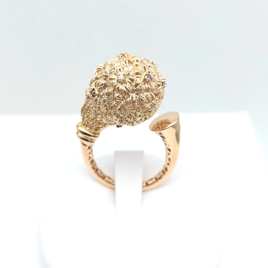 Anello da donna in oro giallo 18 KT ,con zirconi bianchi e brown. AN-ORO076.