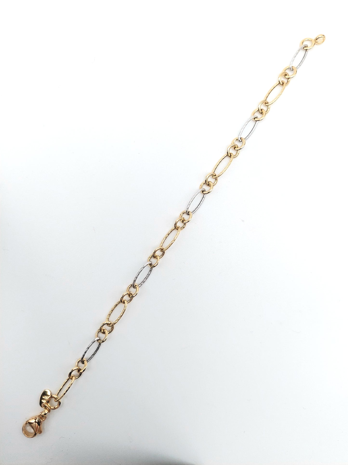 Bracciale da donna a catena in oro giallo e bianco 18 KT. BR-D-ORO041.