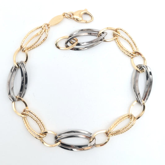 Bracciale a catena da donna in oro giallo e bianco 18 KT. BR-D-ORO057.