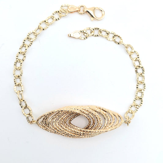 Bracciale a catena con elemento centrale da donna in oro giallo 18 KT. BR-D-ORO058.