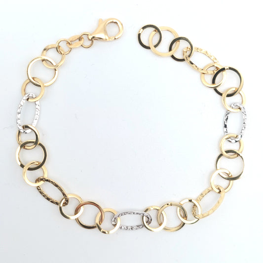 Bracciale a catena da donna in oro giallo e bianco 18 KT. BR-D-ORO059.