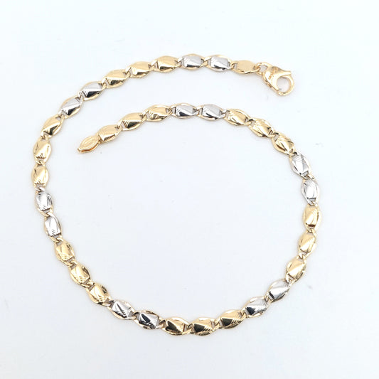 Bracciale da Uomo a Catena Piatta in Oro Giallo e Oro Bianco 18 KT. BR-U-ORO014.