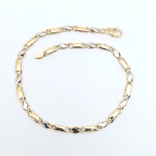 Bracciale da Uomo a Catena Piatta in Oro Giallo e Oro Bianco 18 KT. BR-U-ORO013.