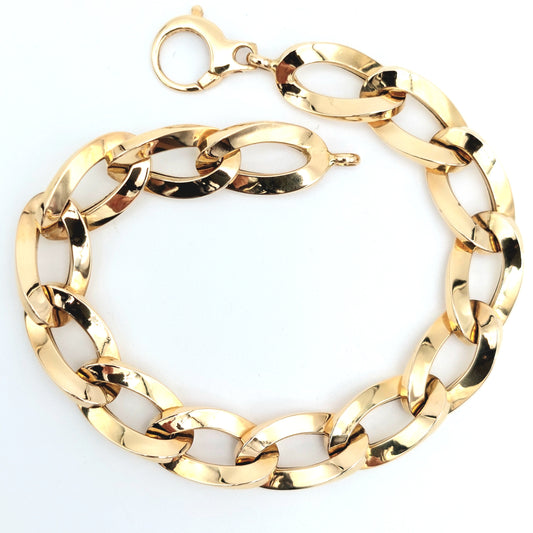 Bracciale da donna grumetta allungata lucida in oro giallo 18 KT. BR-D-ORO063.