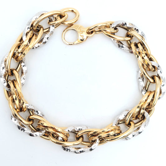 Bracciale a catena da donna in oro giallo e bianco 18 KT. BR-D-ORO062.