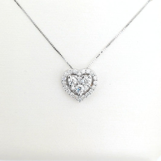 Collana con pendente a cuore in oro bianco 18 carati con brillanti naturali. COLBR029.