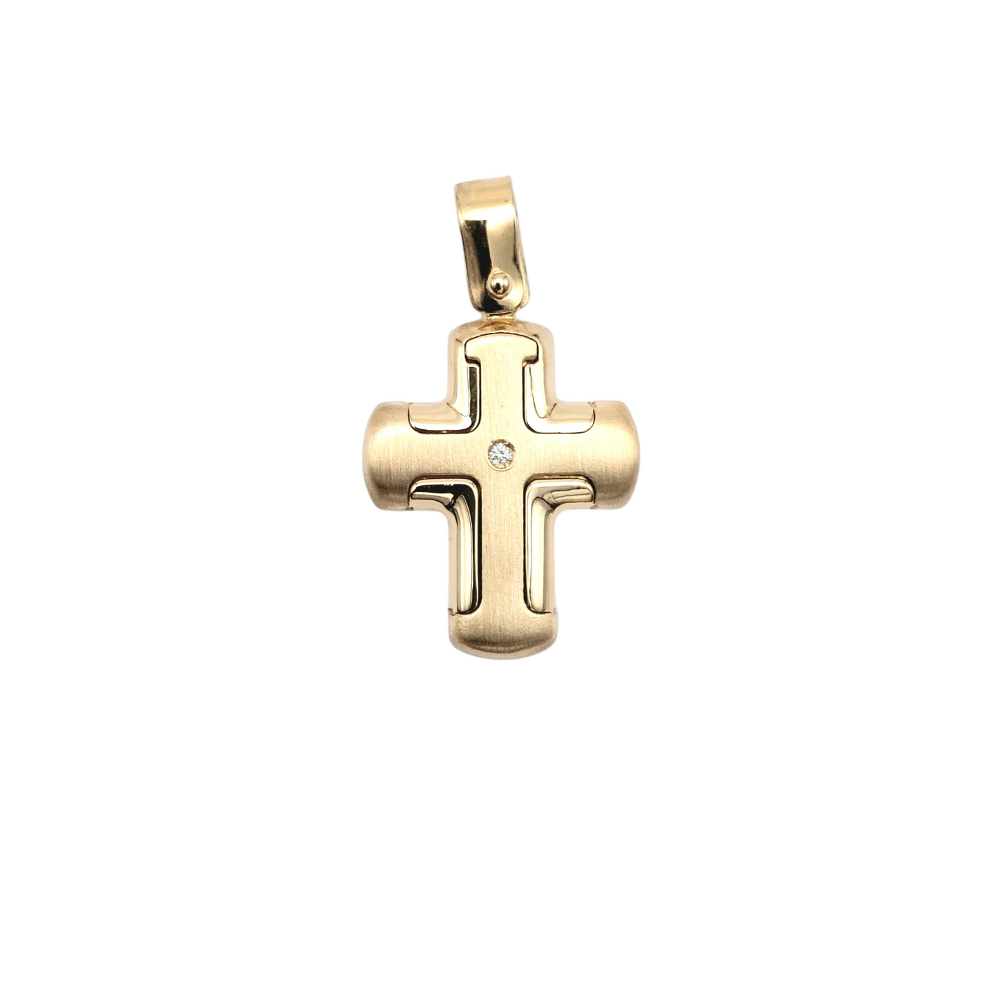 Croce in oro giallo 18 kt con diamantino. CR-ORO026.