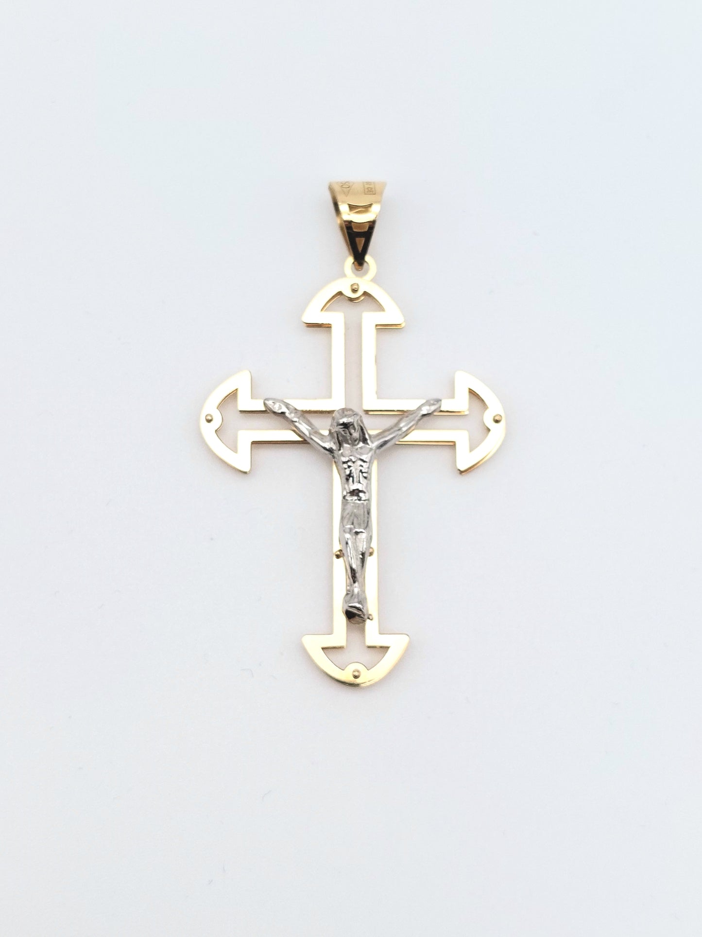 Croce in oro giallo e bianco 18 kt. CR-ORO006.