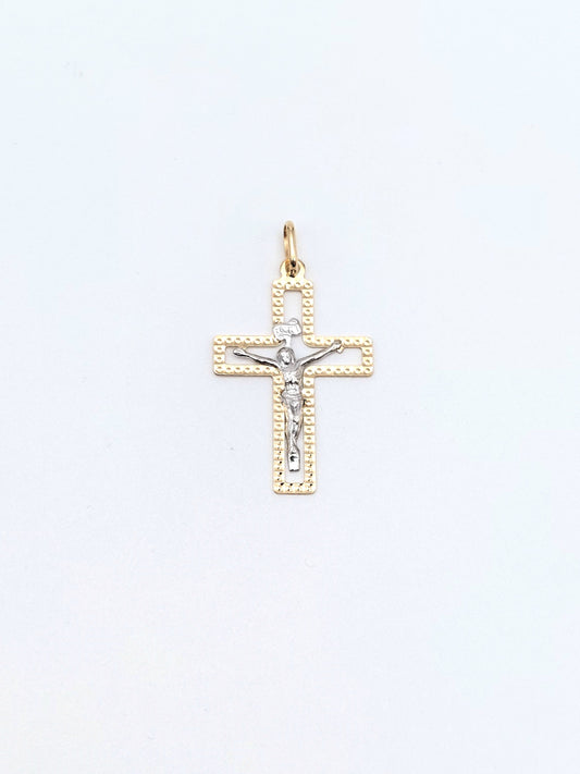 Croce in oro giallo e bianco 18 kt. CR-ORO011.