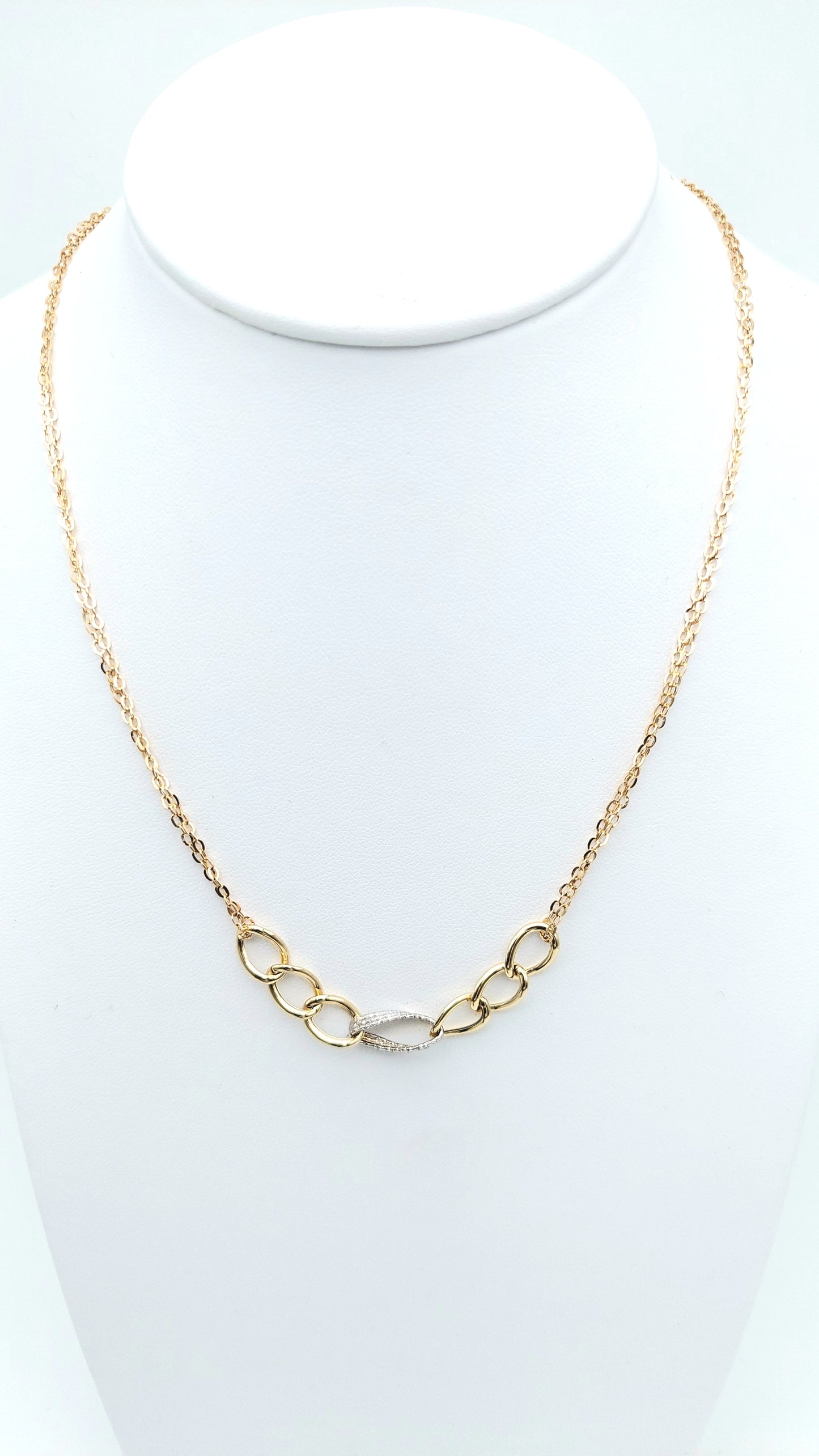 Collana a catena vuota in oro giallo e bianco 18 KT . COL-D-ORO028.