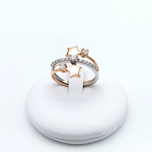 Anello in oro 18 kt bicolore con zirconi. AN-ORO009.