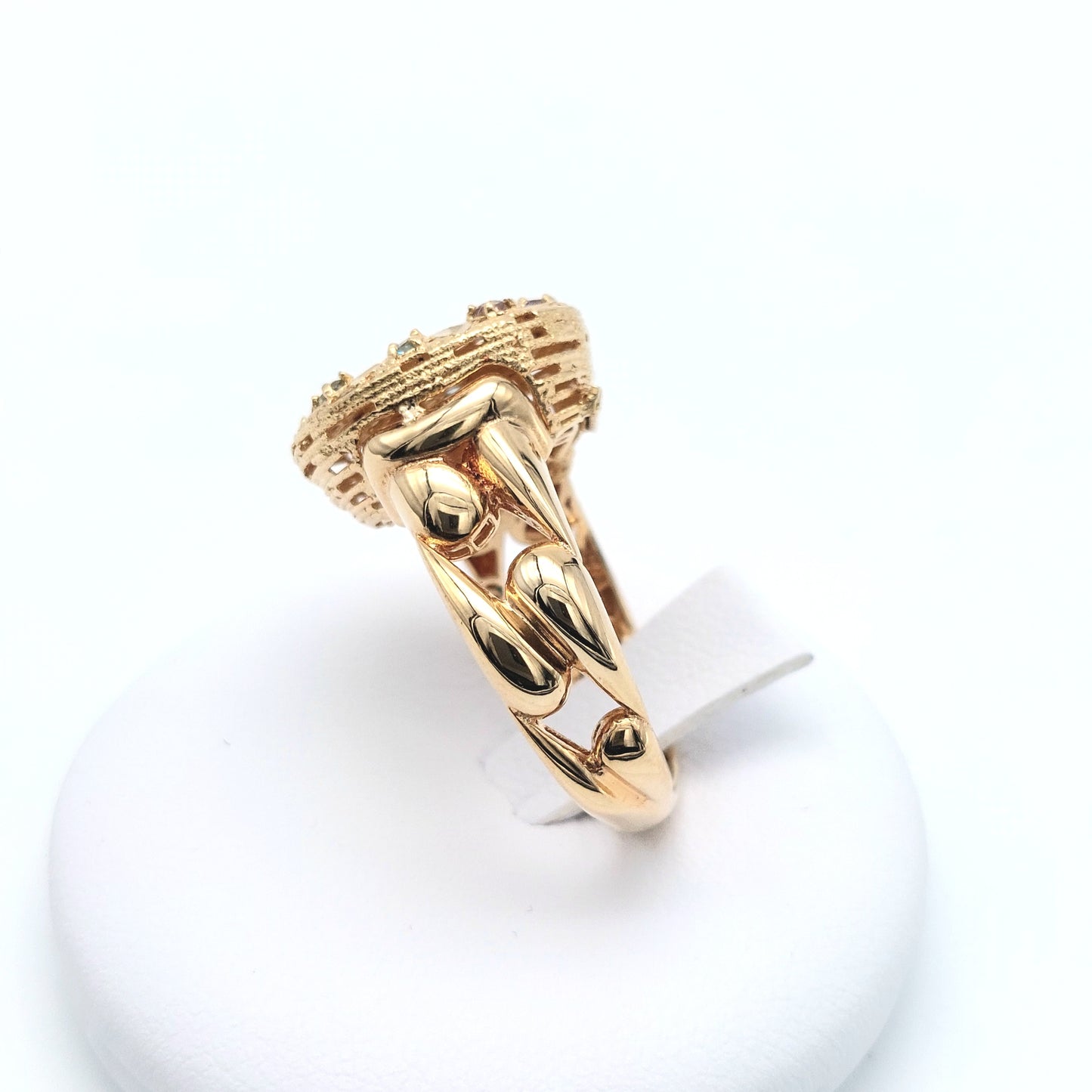 Anello elettroformato da Donna con zirconi multicolor in oro giallo 18 KT. AN-ORO015.