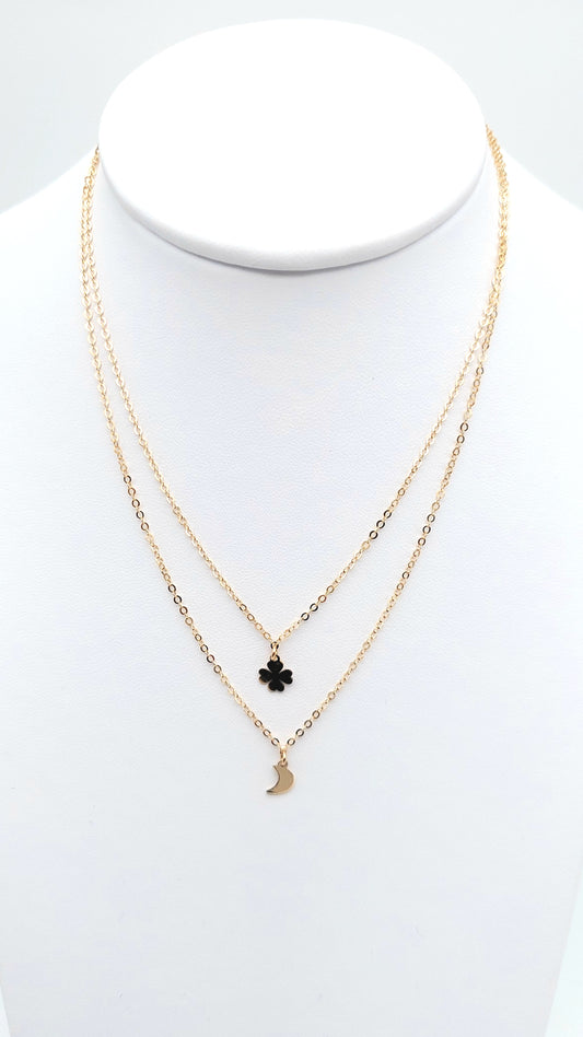 Collana a catena a 2 fili con elementi in oro giallo 18 KT cm 45. COL-D-ORO008.