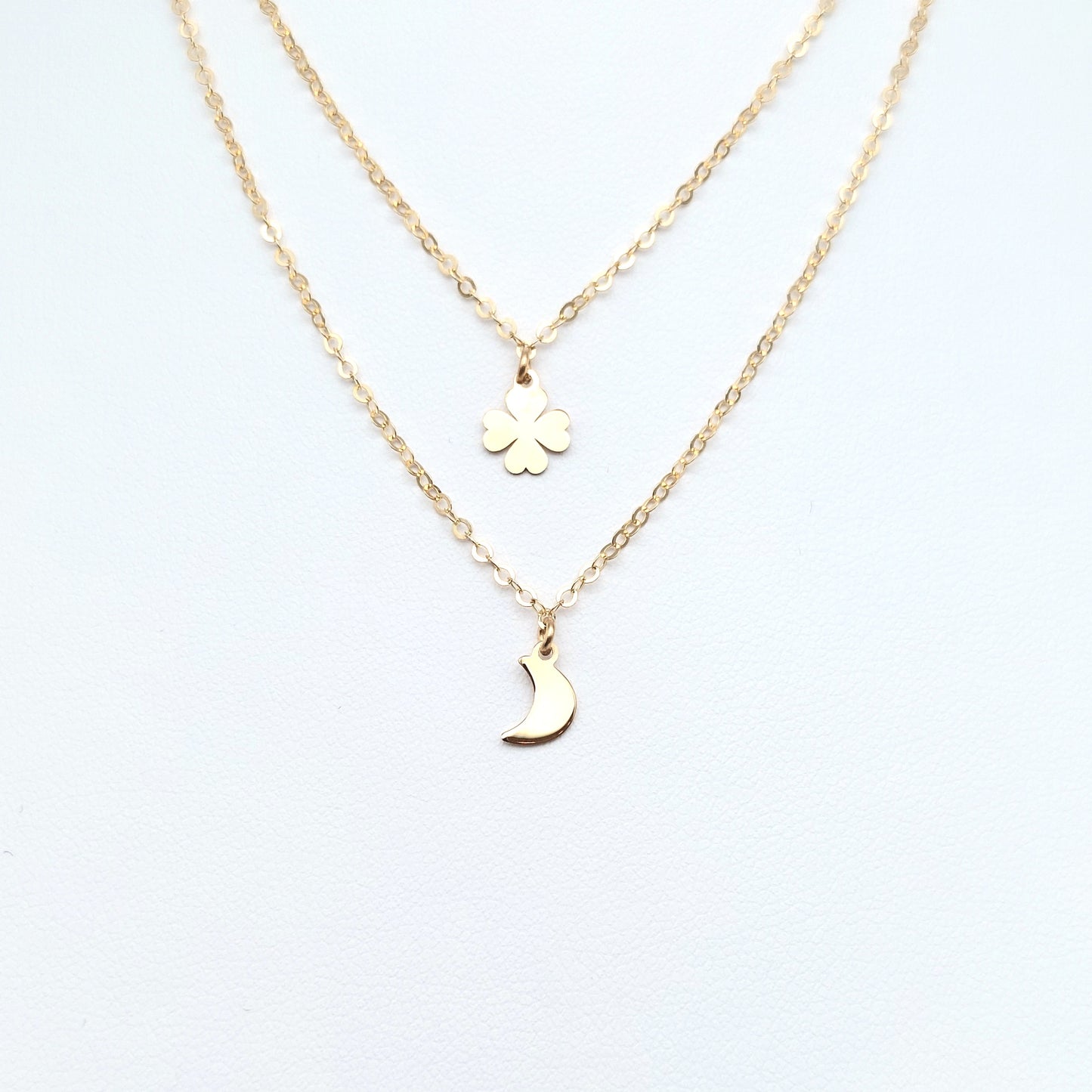 Collana a catena a 2 fili con elementi in oro giallo 18 KT cm 45. COL-D-ORO008.