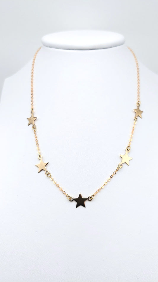 Collana a catena con stelle in oro giallo 18 KT . COL-D-ORO007.