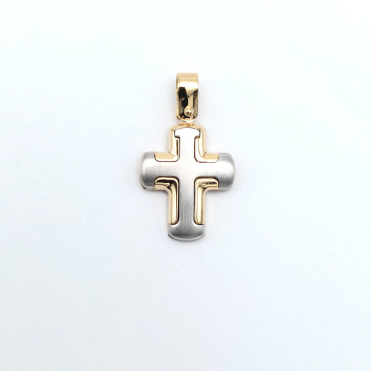 Croce da uomo in oro giallo e bianco 18 kt. CR-ORO013.